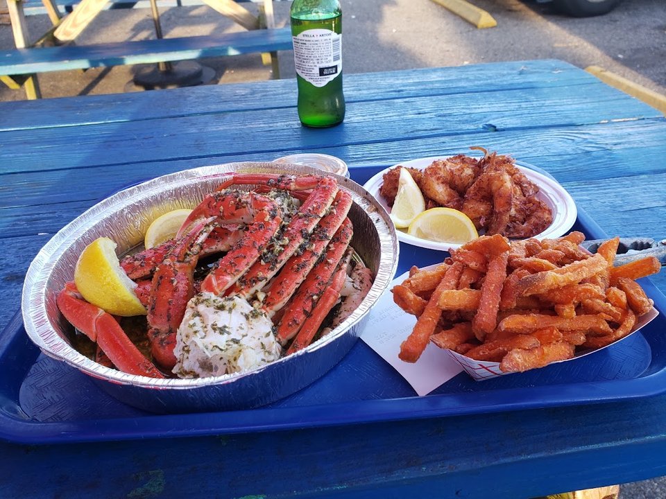 Counter service area with a laid-back coastal feel.