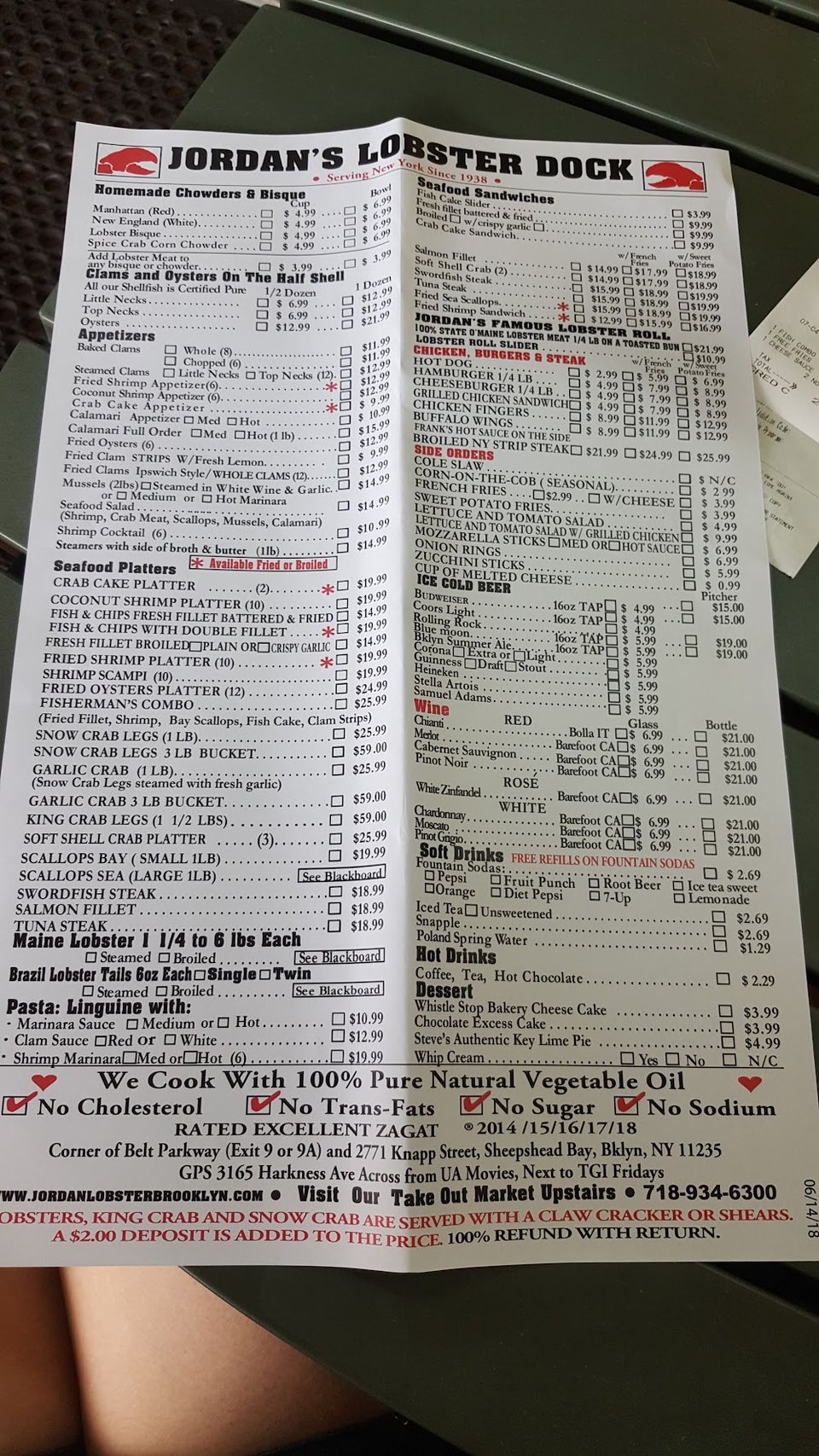 Menu page featuring soups and salads.